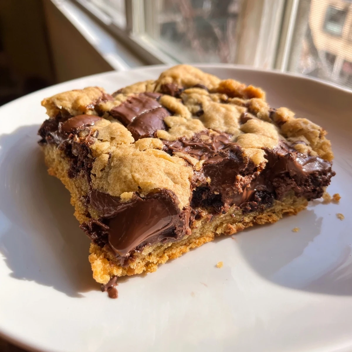 Homemade The Ultimate Gooey Chocolate Chip Cookie Bars, golden brown and ready to serve, perfect for dessert.