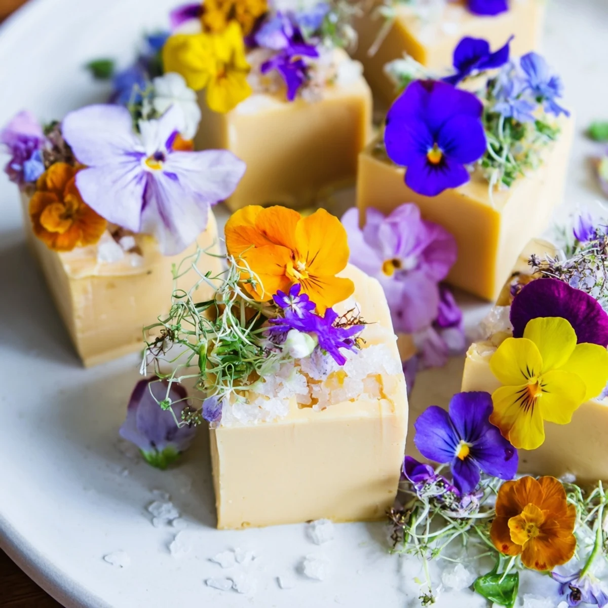 Edible flowers and greens conceal bites of cheese in this beautiful The Secret Garden appetizer.