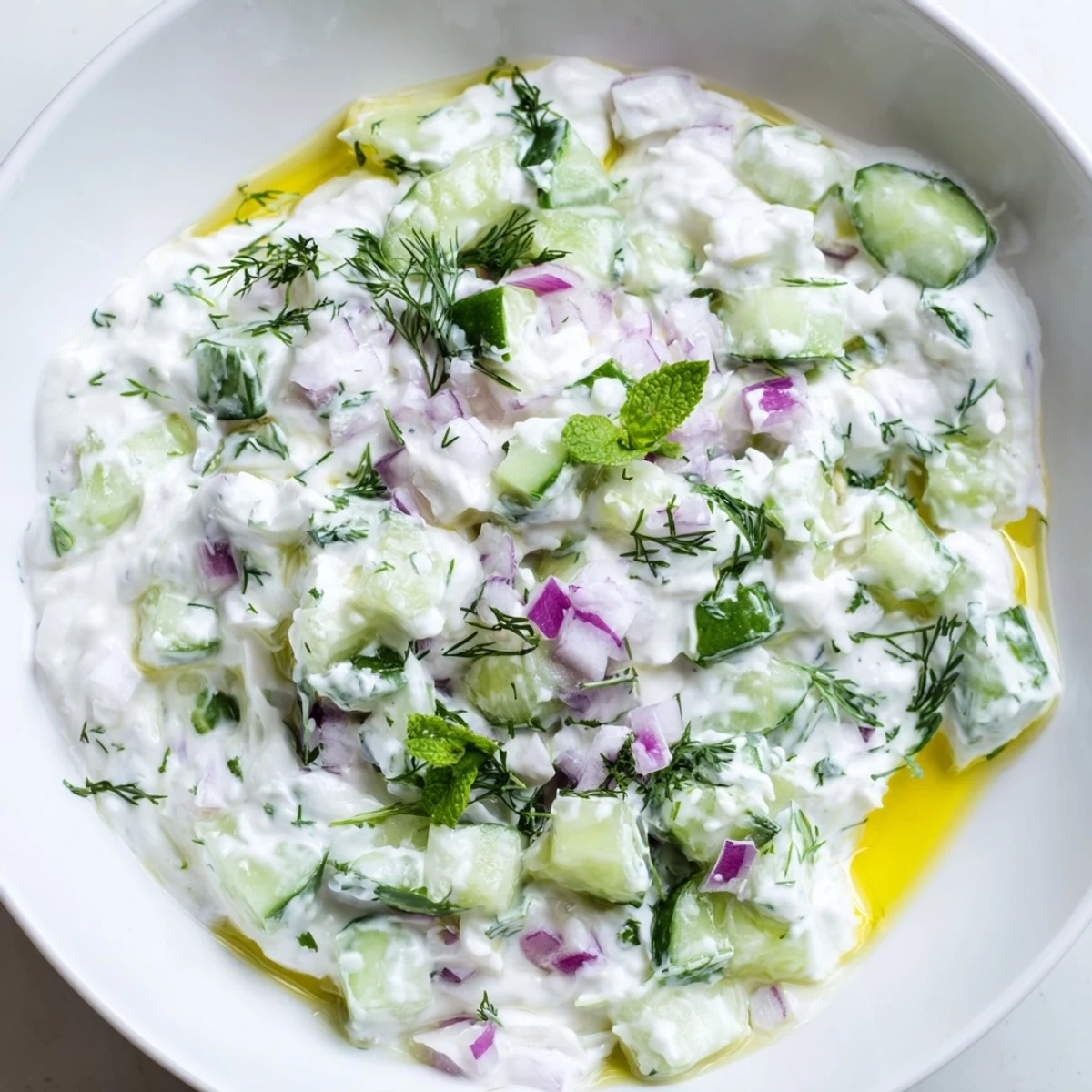 Vibrant Cucumber and Greek Yogurt Tzatziki Salad, a cool and creamy Greek-inspired dish.