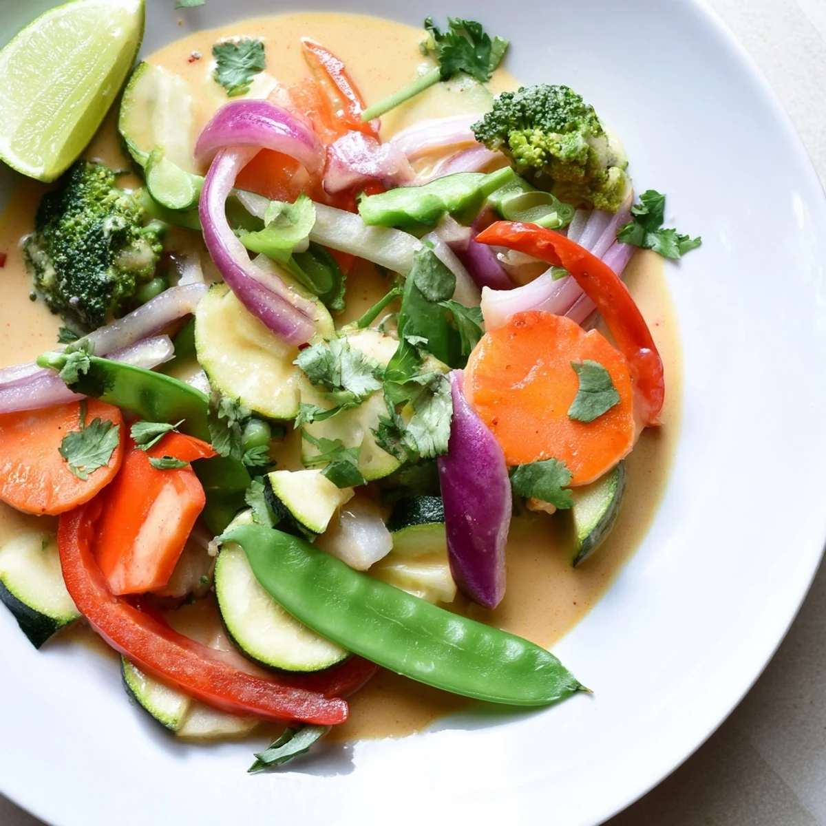 Fragrant Coconut Curry Vegetables, featuring tender vegetables in creamy coconut milk and spices.