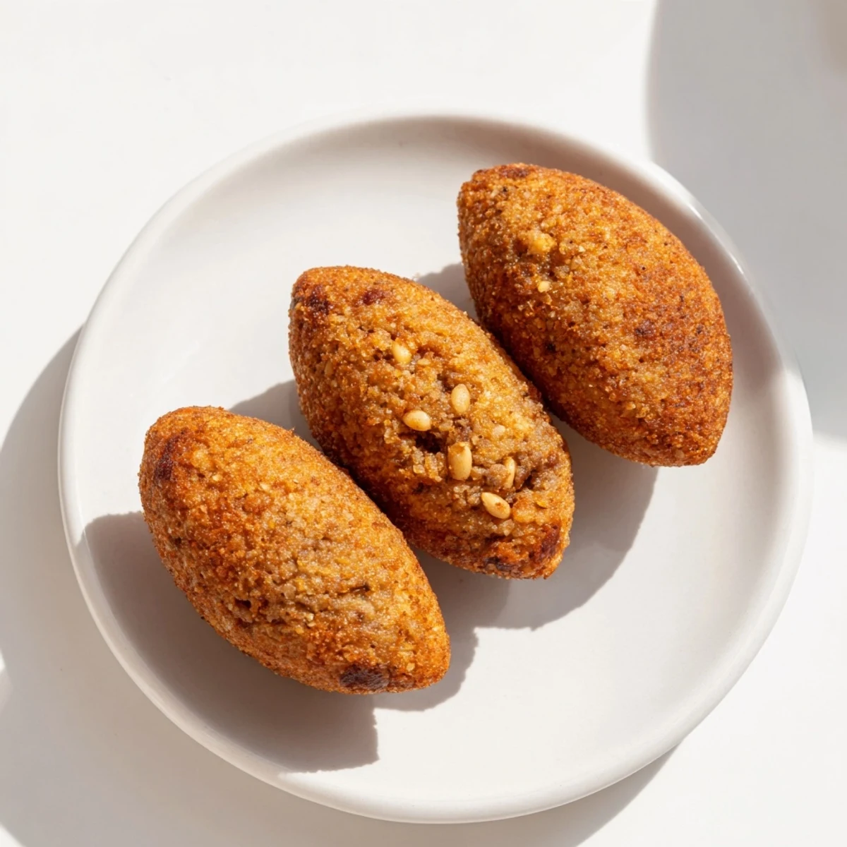 Imagine the classic shape of Lebanese Kibbeh, beautifully cooked and ready to serve with yogurt.