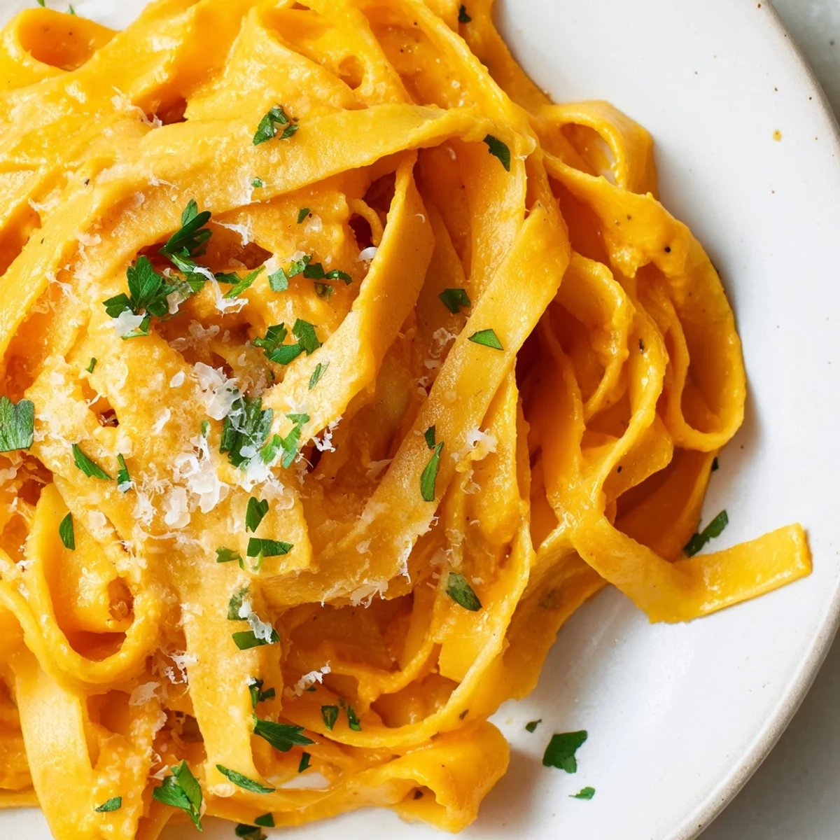 Golden roasted butternut squash cubes and fresh sage ready for blending into creamy pasta sauce.