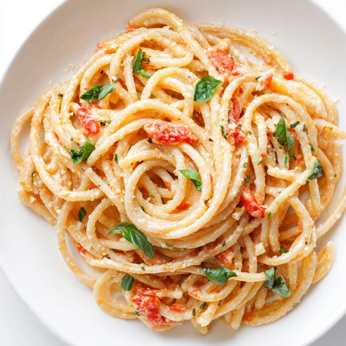 Savory roasted garlic pasta sauce served with crusty bread for dipping, ideal for dinner.