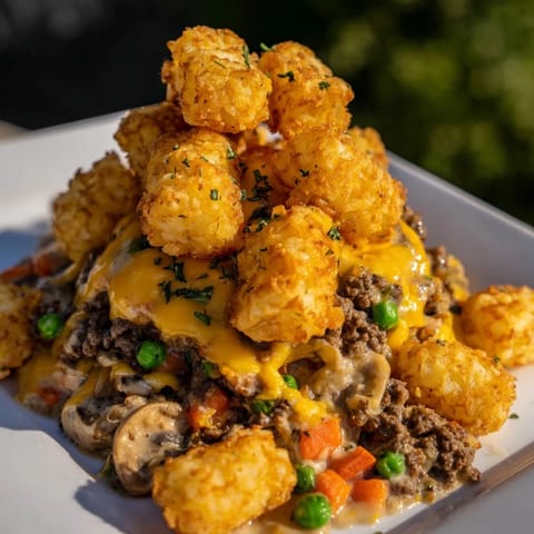 Imagine a warm, bubbly Family Favorite Tater Tot Casserole, perfectly baked with a creamy beef filling.