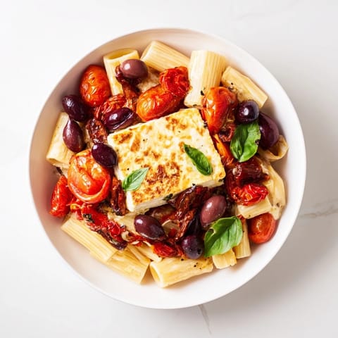 Baked Feta Pasta Tomatoes Olives