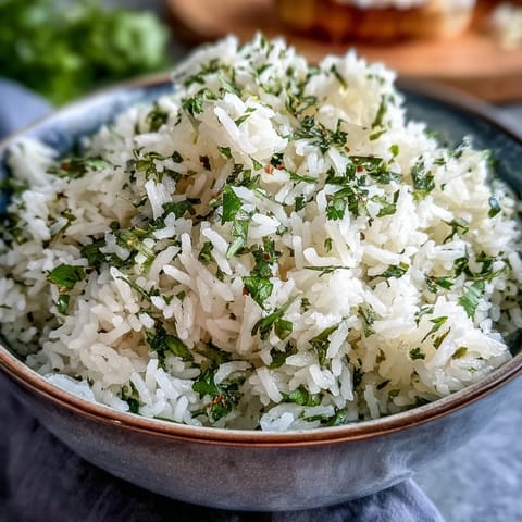 Fluffy cilantro lime rice with bright green herbs, ready for taco night.