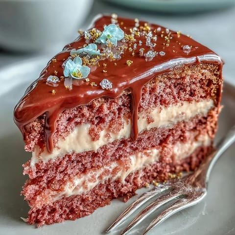 Bridal Shower Rosé Velvet Cake: Blush pink with a shimmering gold drip.