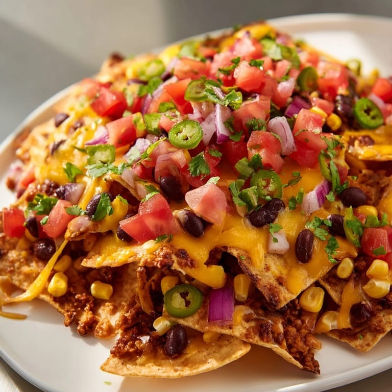 Golden, melted cheese blankets these loaded sheet pan nachos, ready to be devoured with sour cream.