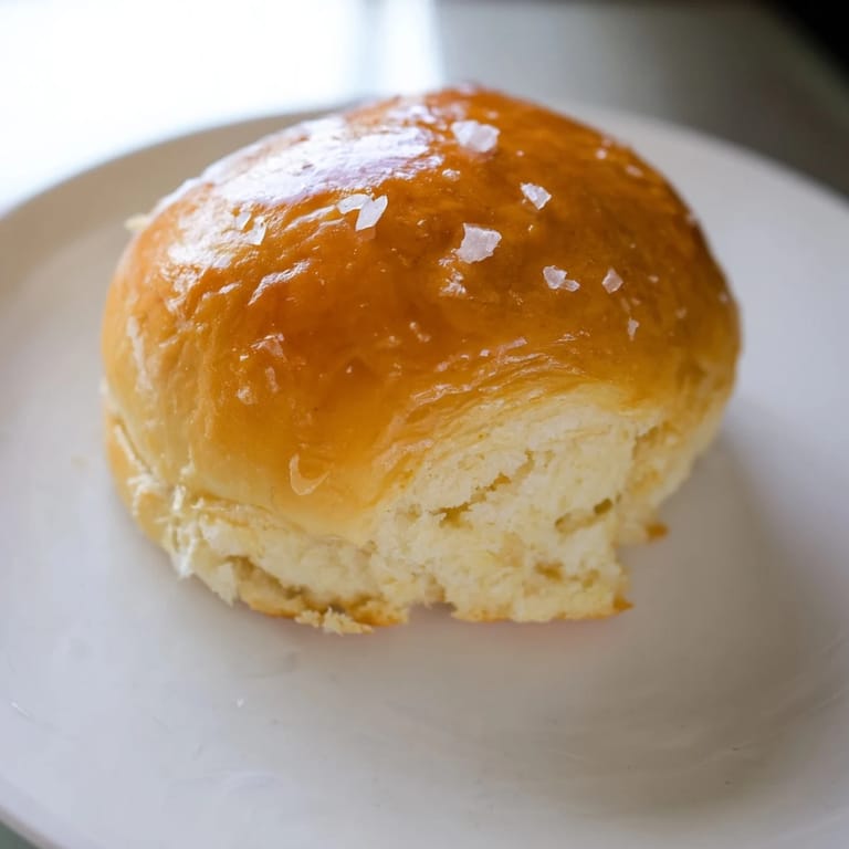 Warm, homemade Quick-Rise Dinner Rolls, showing a soft inside and lightly browned crust.