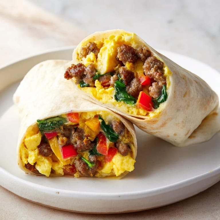 Golden-brown Make-Ahead Breakfast Burritos, packed with savory sausage, perfect for an easy, filling breakfast.