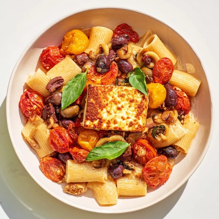 Golden baked feta melts into a luscious sauce, coating the pasta in this flavorful Baked Feta Pasta.