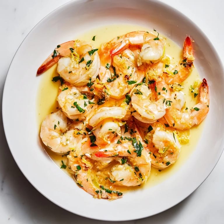 Close-up of freshly cooked 15-Minute Garlic Shrimp Scampi, a flavorful Italian-American seafood dish.