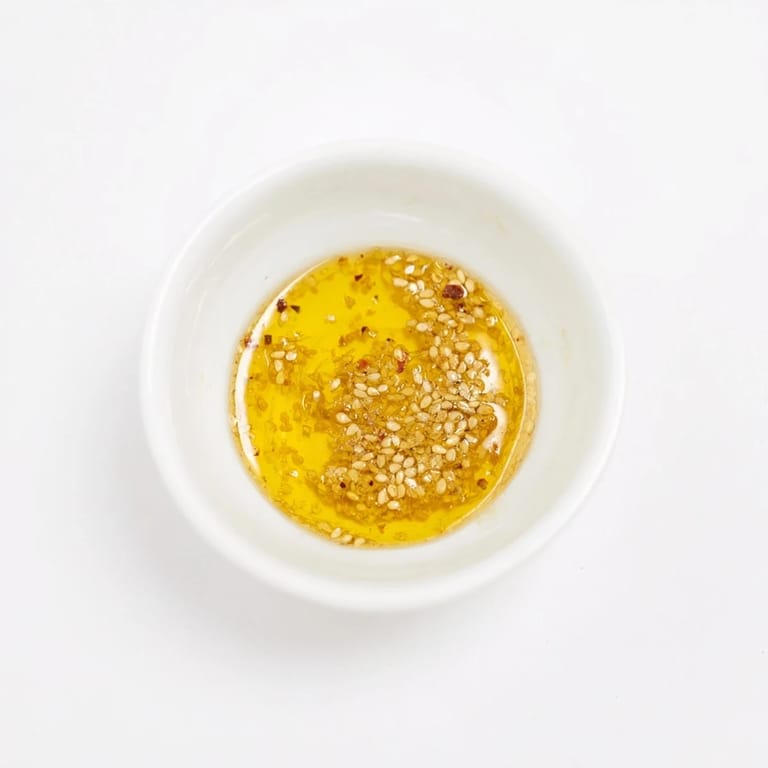 Golden-hued Simple Honey Vinaigrette Salad Dressing, perfectly emulsified, ready to be used on vegetables.