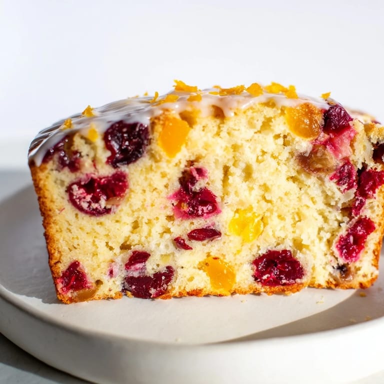 Warm, sweet aroma of Seasonal Cranberry and Orange Bread, with a rustic, golden-brown crust.