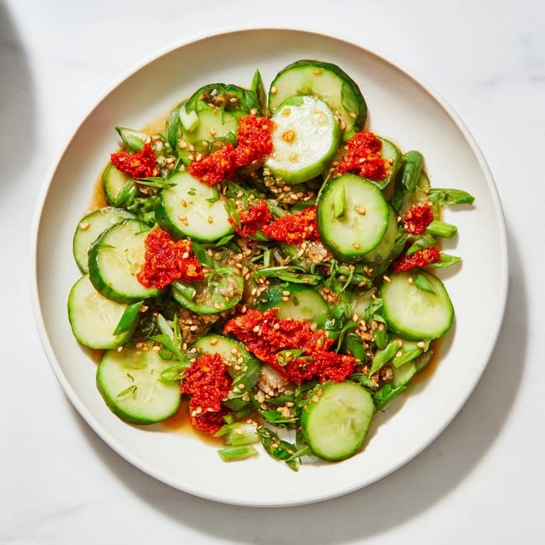 Bright green cucumbers and scallions shine in this easy, flavorful Cucumber Shaker Salad.