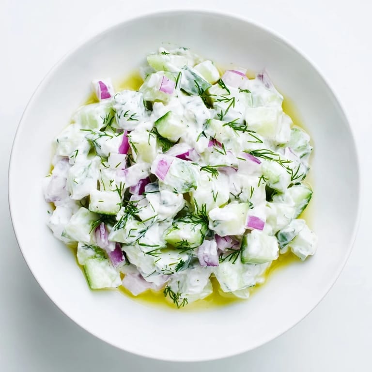 Homemade Cucumber and Greek Yogurt Tzatziki Salad, perfect as a light, flavorful side or dip.