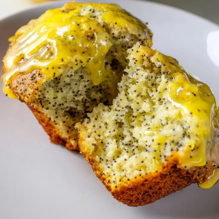 Fluffy Lemon Poppy Seed Muffins with a simple lemon glaze, ideal for a sweet brunch occasion.
