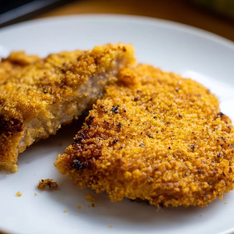 Perfectly cooked Air Fryer Chicken Cutlets, offering a satisfying crunch from the air fryer.