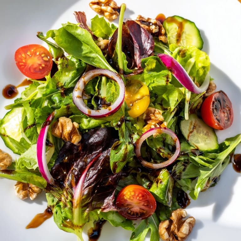 Imagine a light and tangy Quick Balsamic Vinegar Salad, tossed for a simple, yet satisfying vegetarian dish.