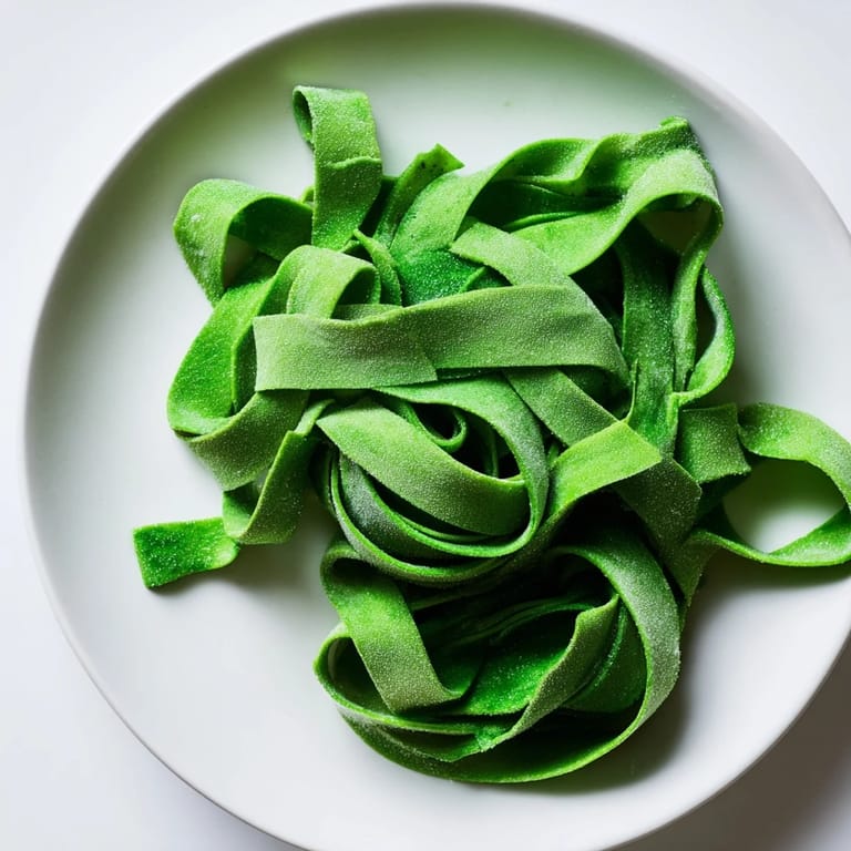 Homemade spinach pasta dough is kneaded to a smooth, elastic consistency, perfect for crafting delicate ravioli or hearty tagliatelle.