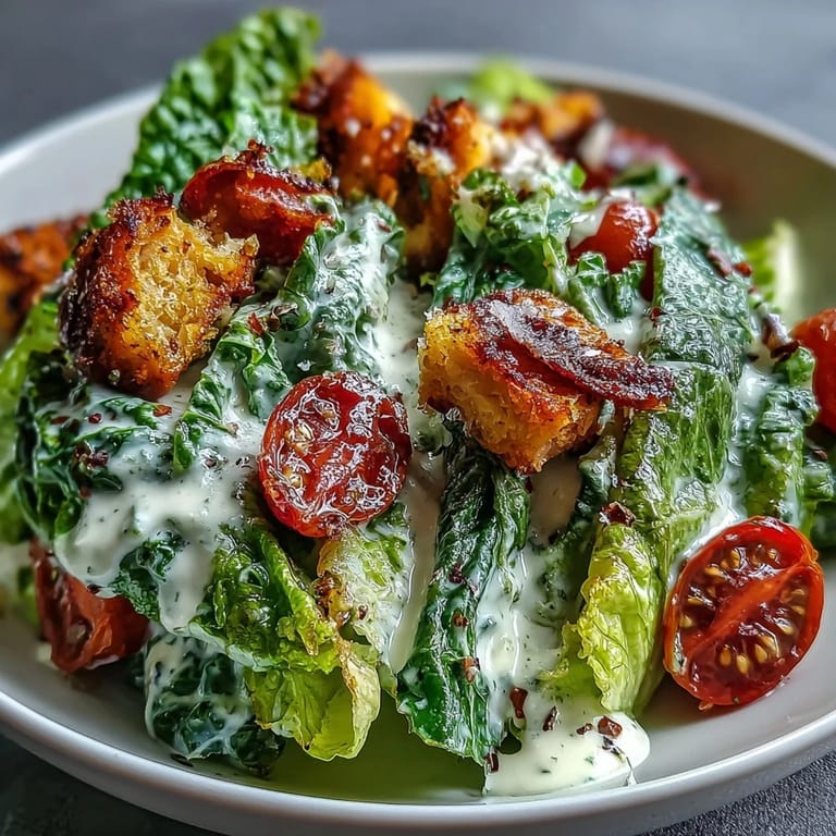 Hearty vegetarian Romaine Caesar Bowl with roasted chickpeas, shaved Parmesan, and halved cherry tomatoes on crisp greens.