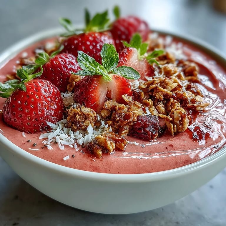 Two chilled bowls of guava and mango smoothie base, garnished with chia seeds and mint for a refreshing tropical snack.