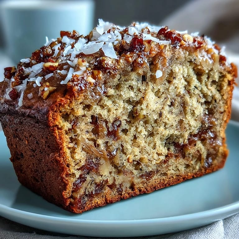 Sliced loaf of Vegan Cardamom Guava Banana Bread plated with tea, showing soft texture and lime zest.