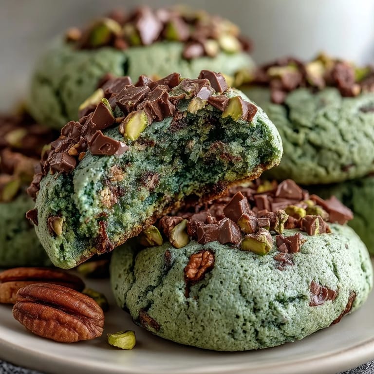 2. Festive homemade pistachio cookies featuring natural spinach coloring, vanilla flavor, and crunchy pistachios—perfect for holiday dessert trays.