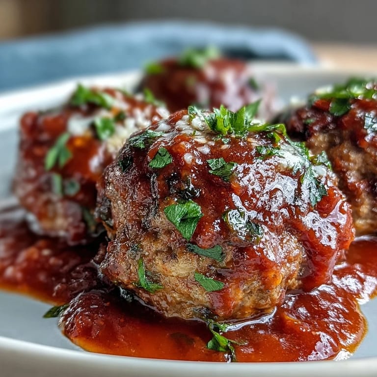 Slow-cooked Italian-American meatballs in rich marinara, tender and juicy, ideal for a festive gathering or casual dinner.
