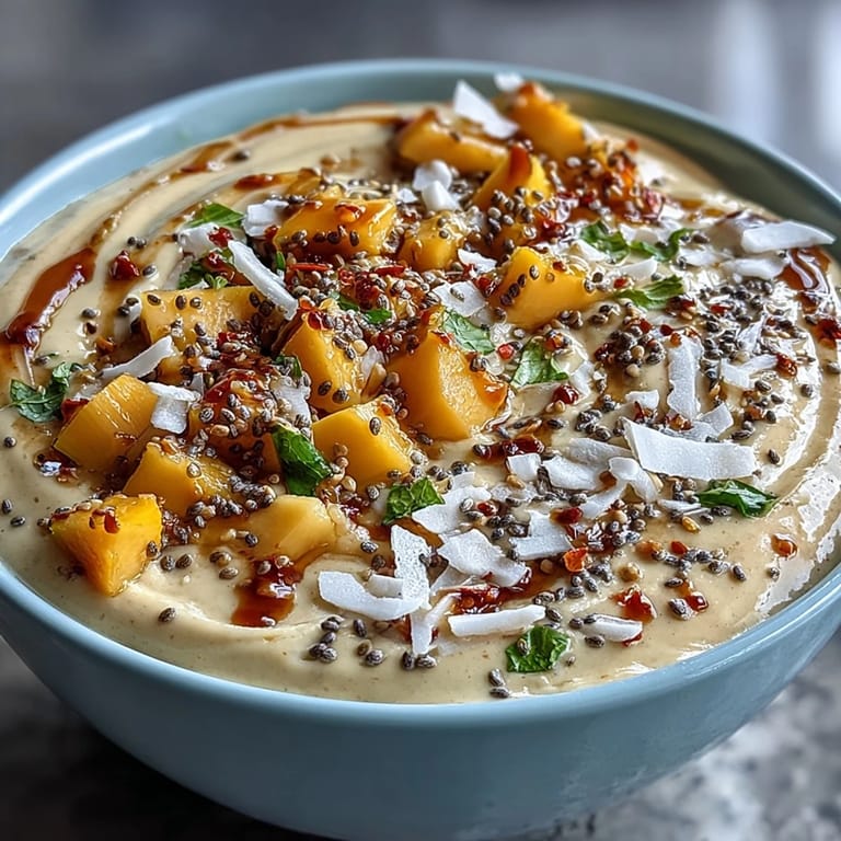 Refreshing Mango Chili Lime Smoothie Bowl, a healthy, colorful vegan treat for any time.
