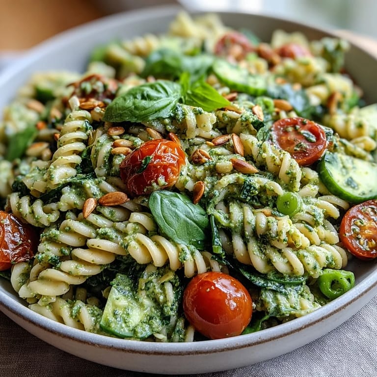 Easy Green Goddess Pasta Salad, a colorful and delicious dish ready in thirty minutes.