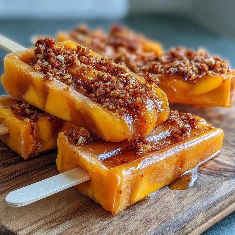 Enjoy these vibrant, frosty mango chamoy popsicles with a zesty Tajin coating.