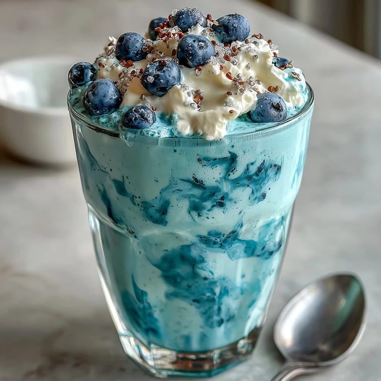 Sip this vibrant probiotic kefir smoothie, bursting with blueberry and flaxseed goodness.