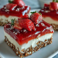 Sweet and salty strawberry pretzel salad bars with creamy cheesecake and fresh fruit.